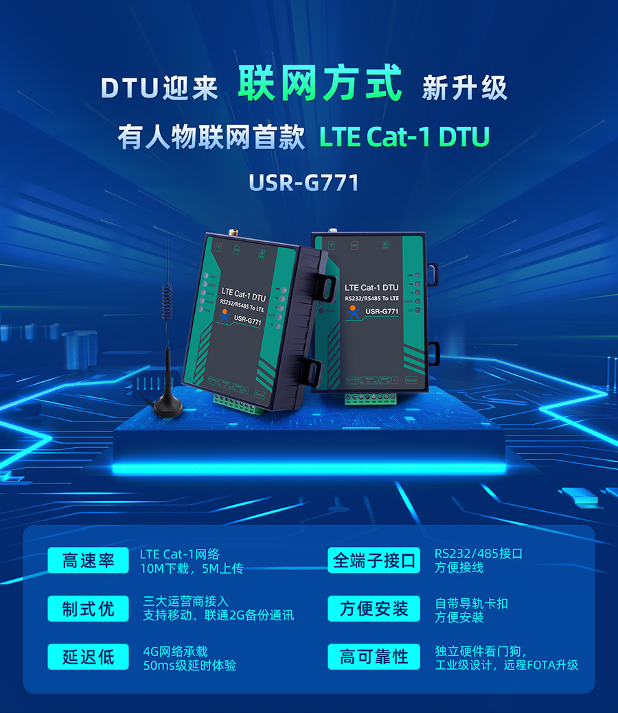 通博TBET物联网首款LTE Cat-1 DTU——USR-G771，今天发售